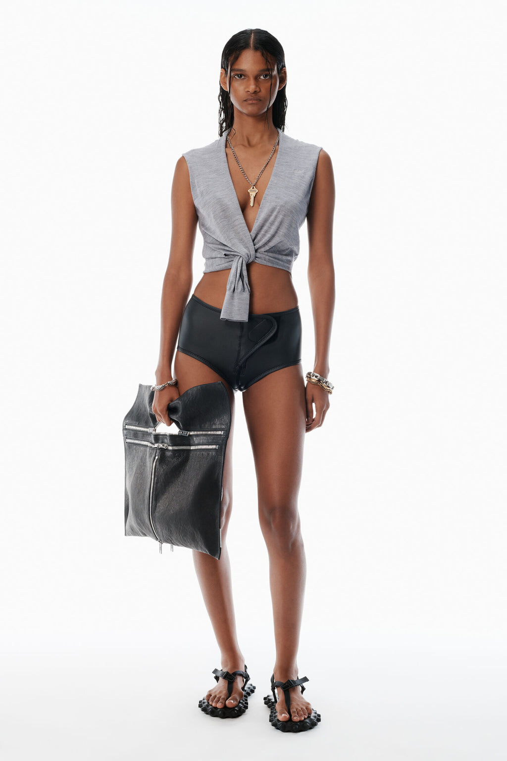 Alexander Wang | Grey Merino Wool Nameplate Top