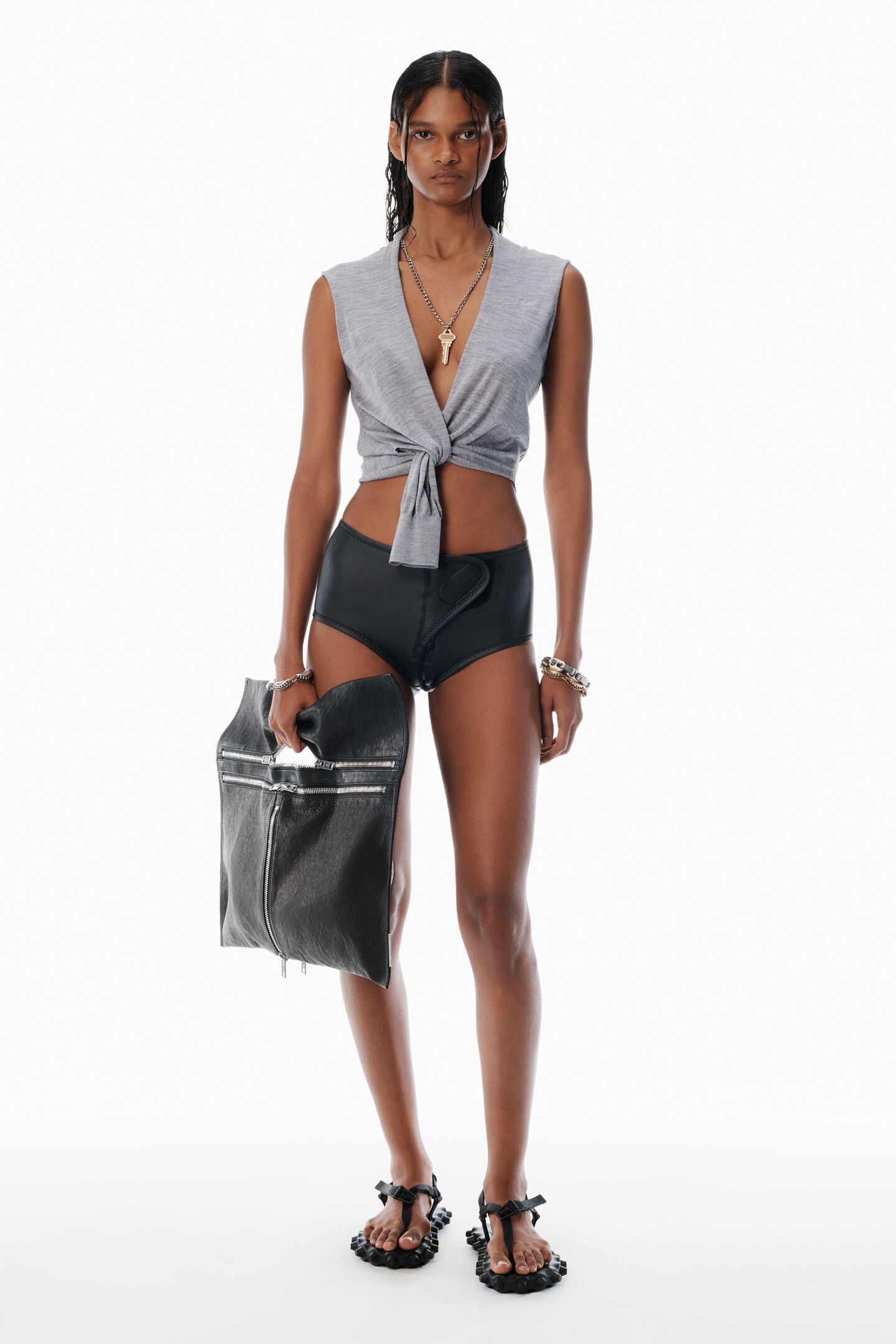 Alexander Wang | Grey Merino Wool Nameplate Top