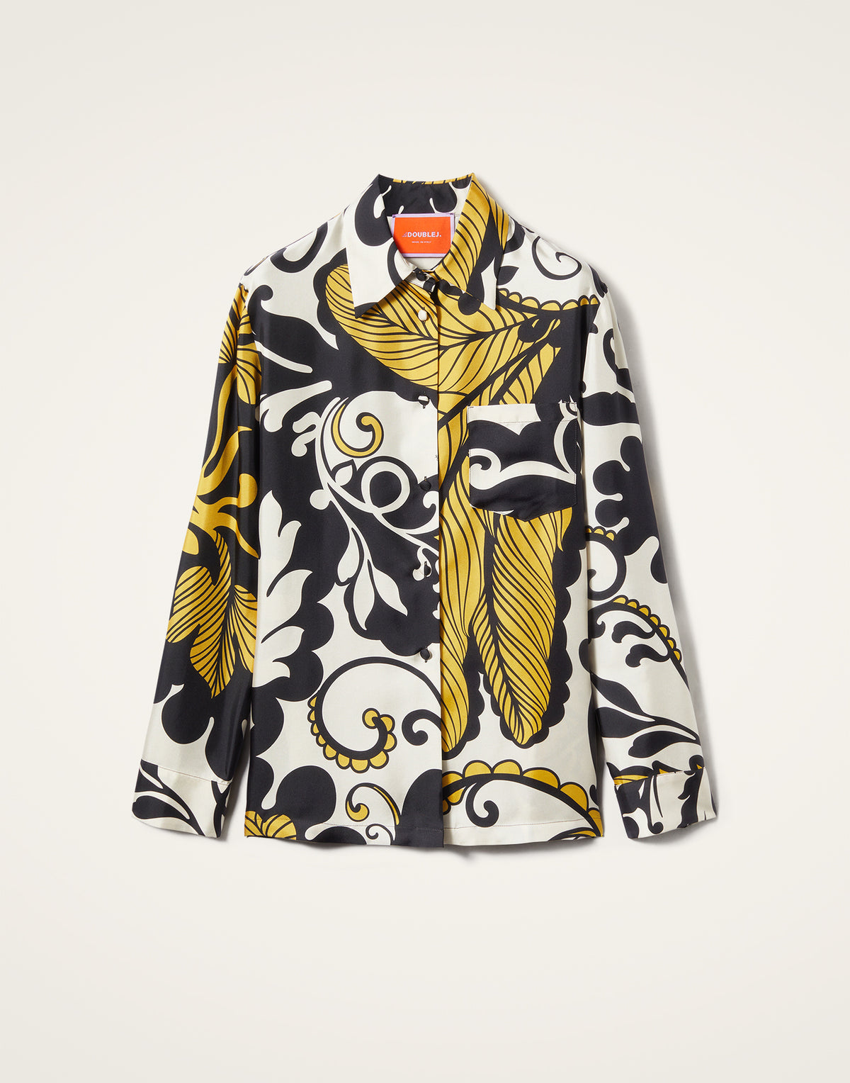 La Double J | Boy Shirt in Marea Black & White Silk Twill