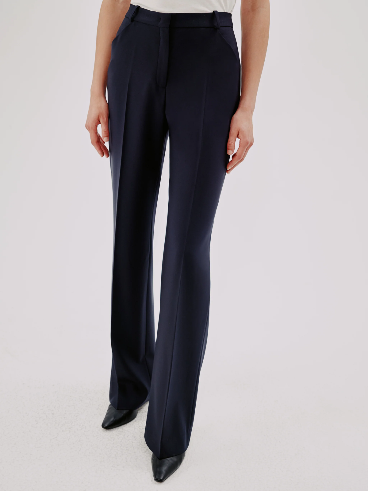 Another Tomorrow | Slight Flare Trouser in Navy