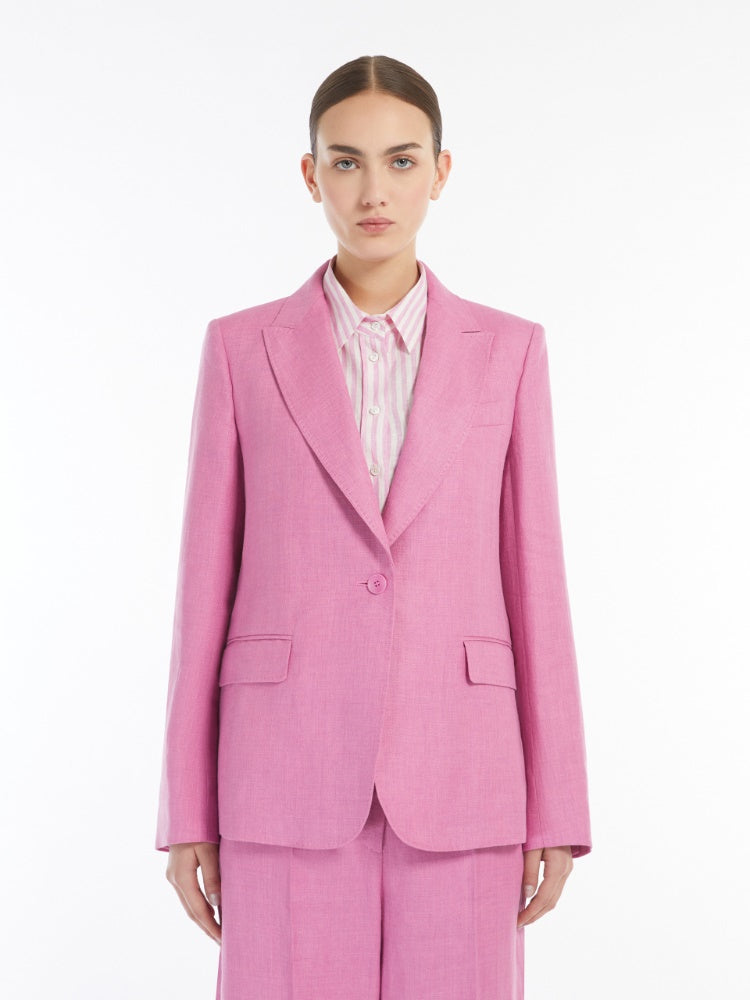 Max Mara | Washed Linen Blazer in Pink
