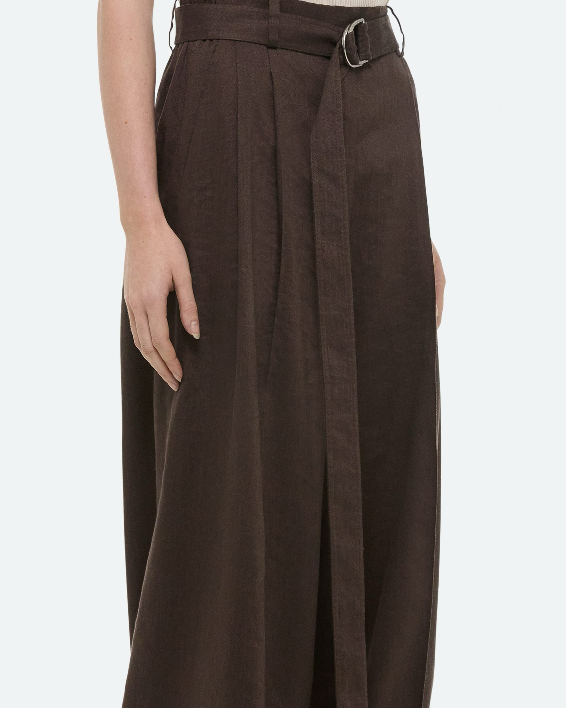 Helmut Lang | Linen Pleated Wide Trousers