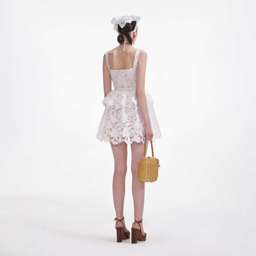 Self-Portrait | White Lace Mini Dress