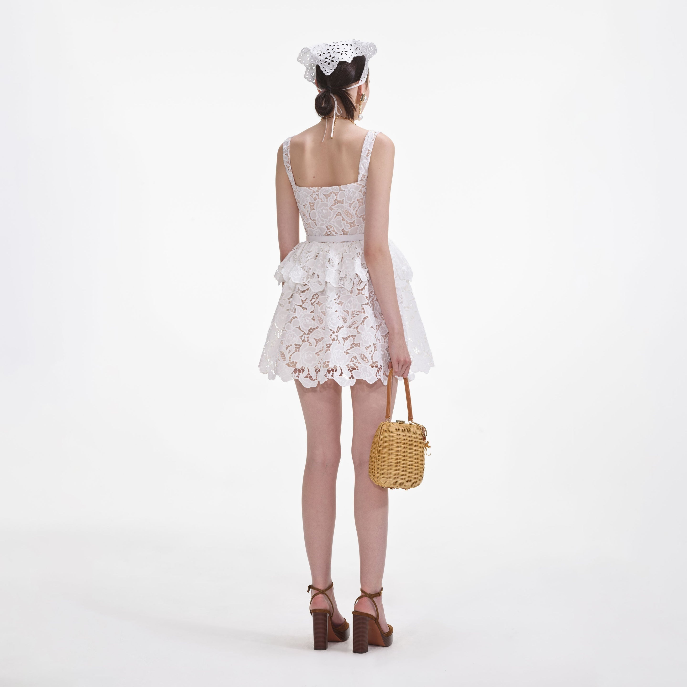 Self-Portrait | White Lace Mini Dress