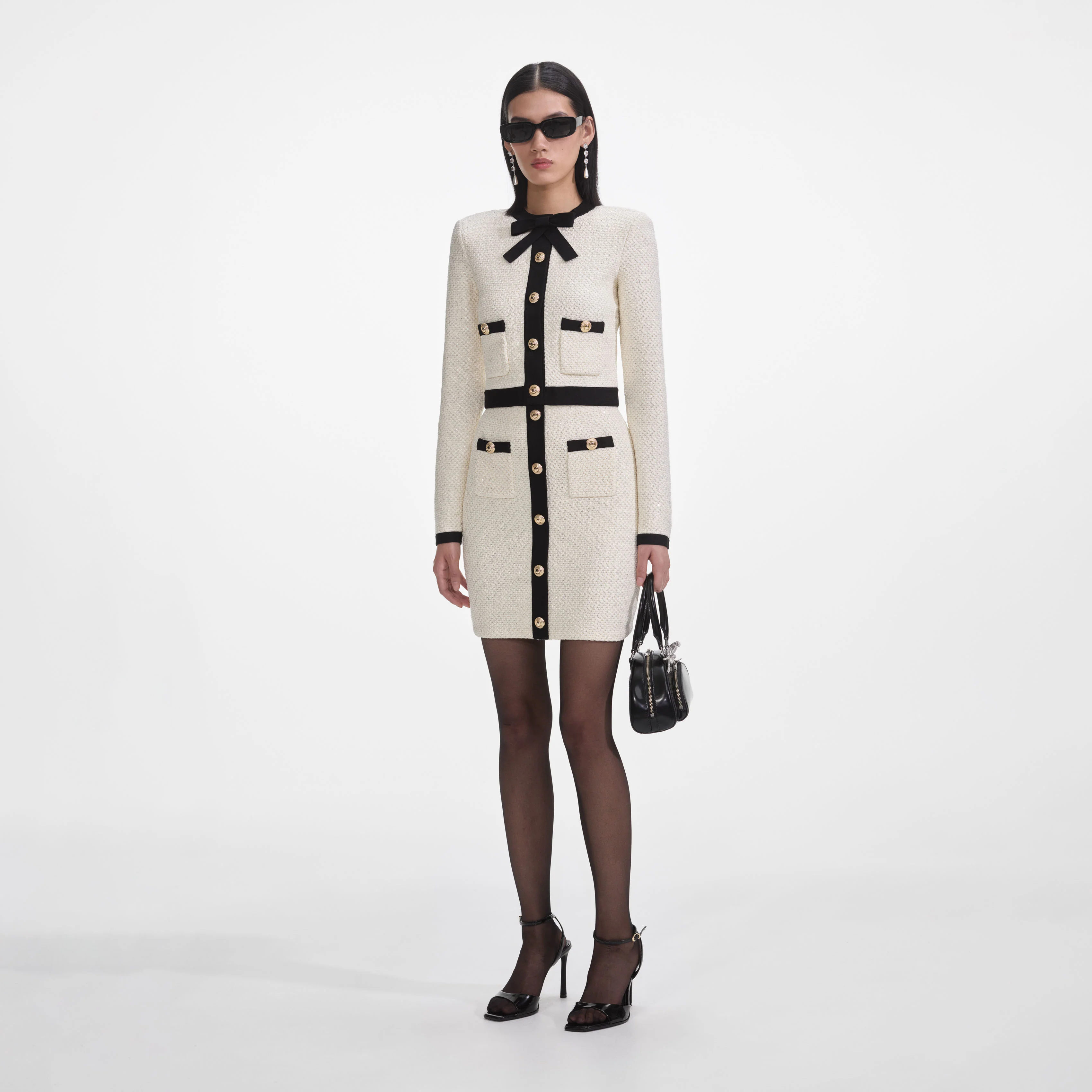 Self-Portrait | Cream Sequin Mini Skirt