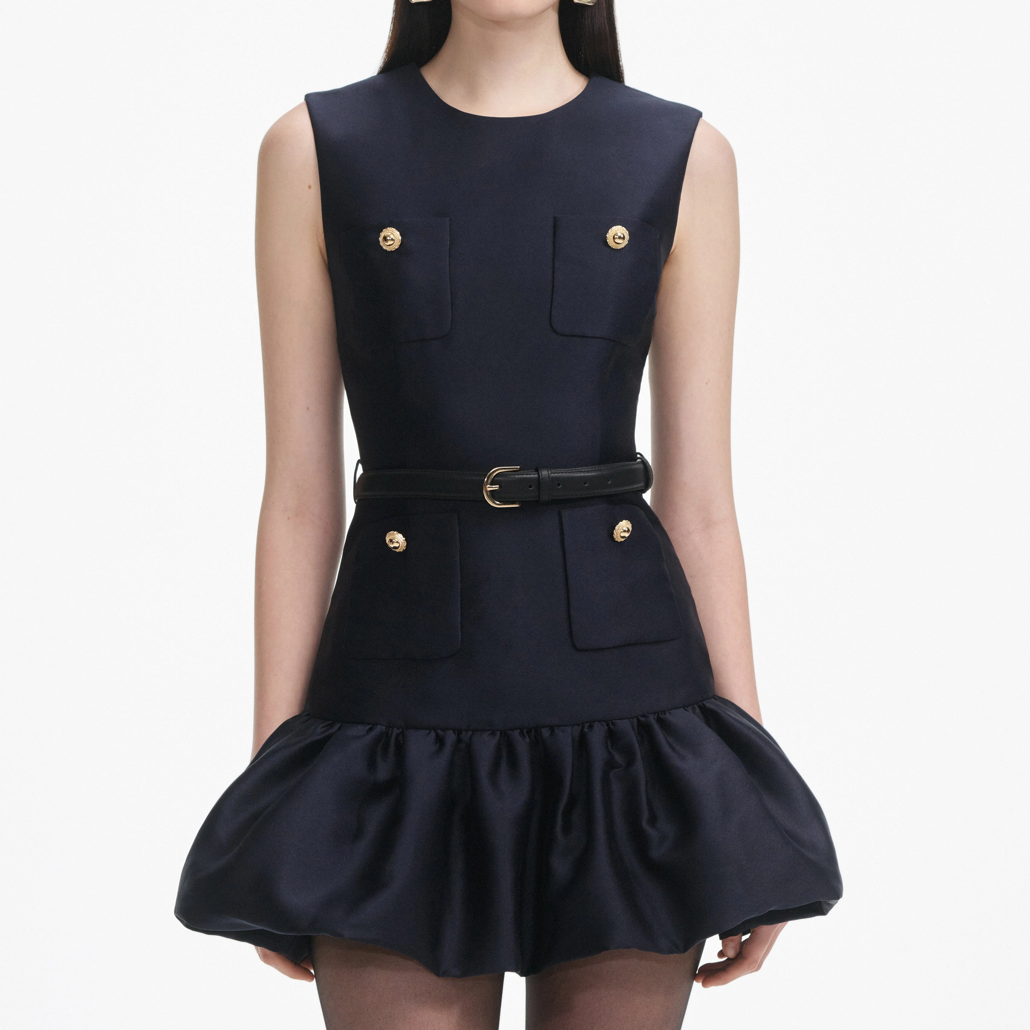 Self-Portrait | Navy Taffeta Mini dress