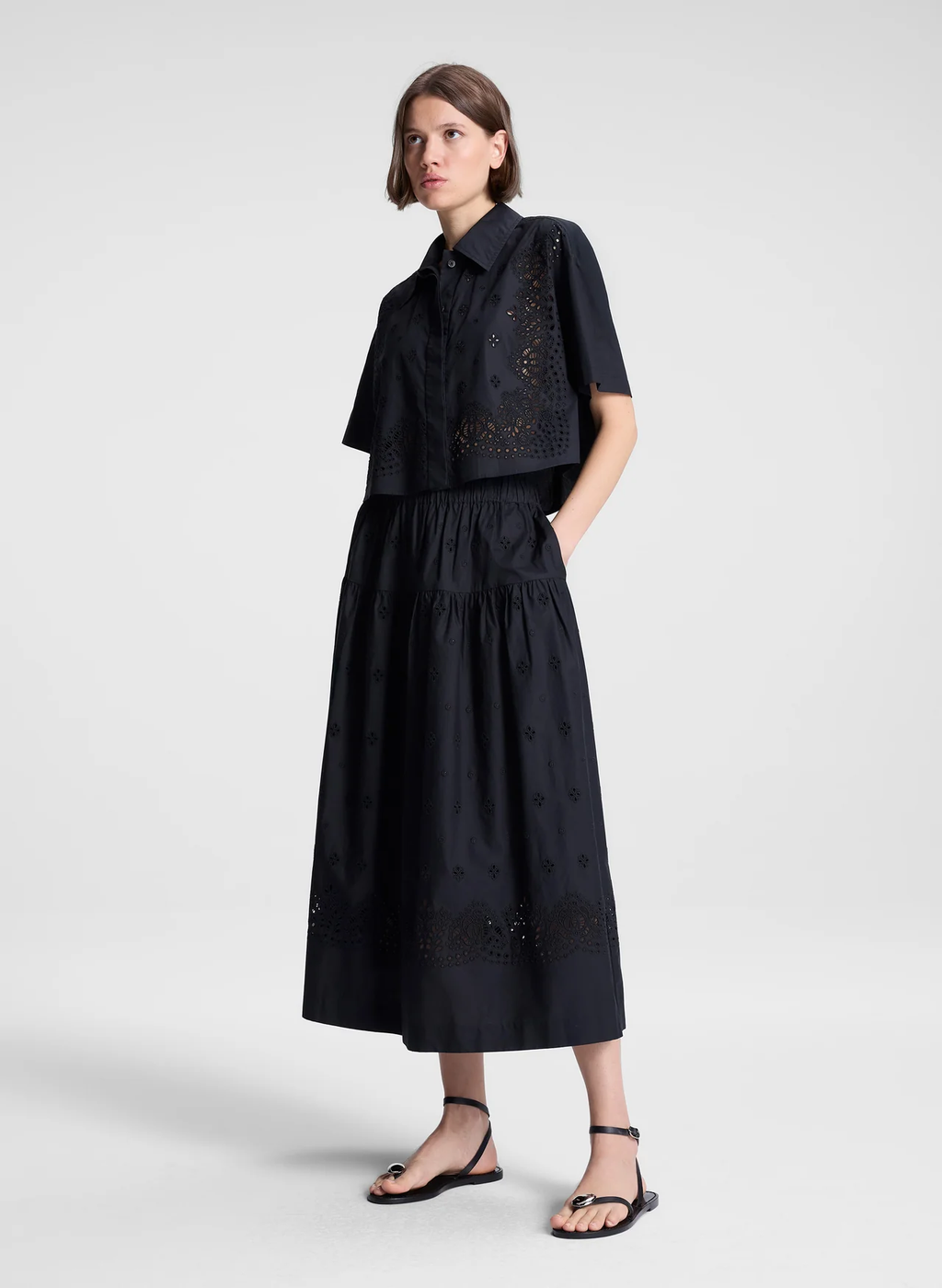 A.L.C. | Jay Embroidered Cotton Midi Skirt