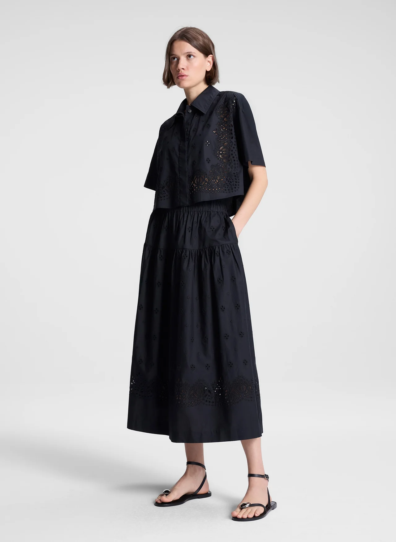 A.L.C. | Jay Embroidered Cotton Midi Skirt