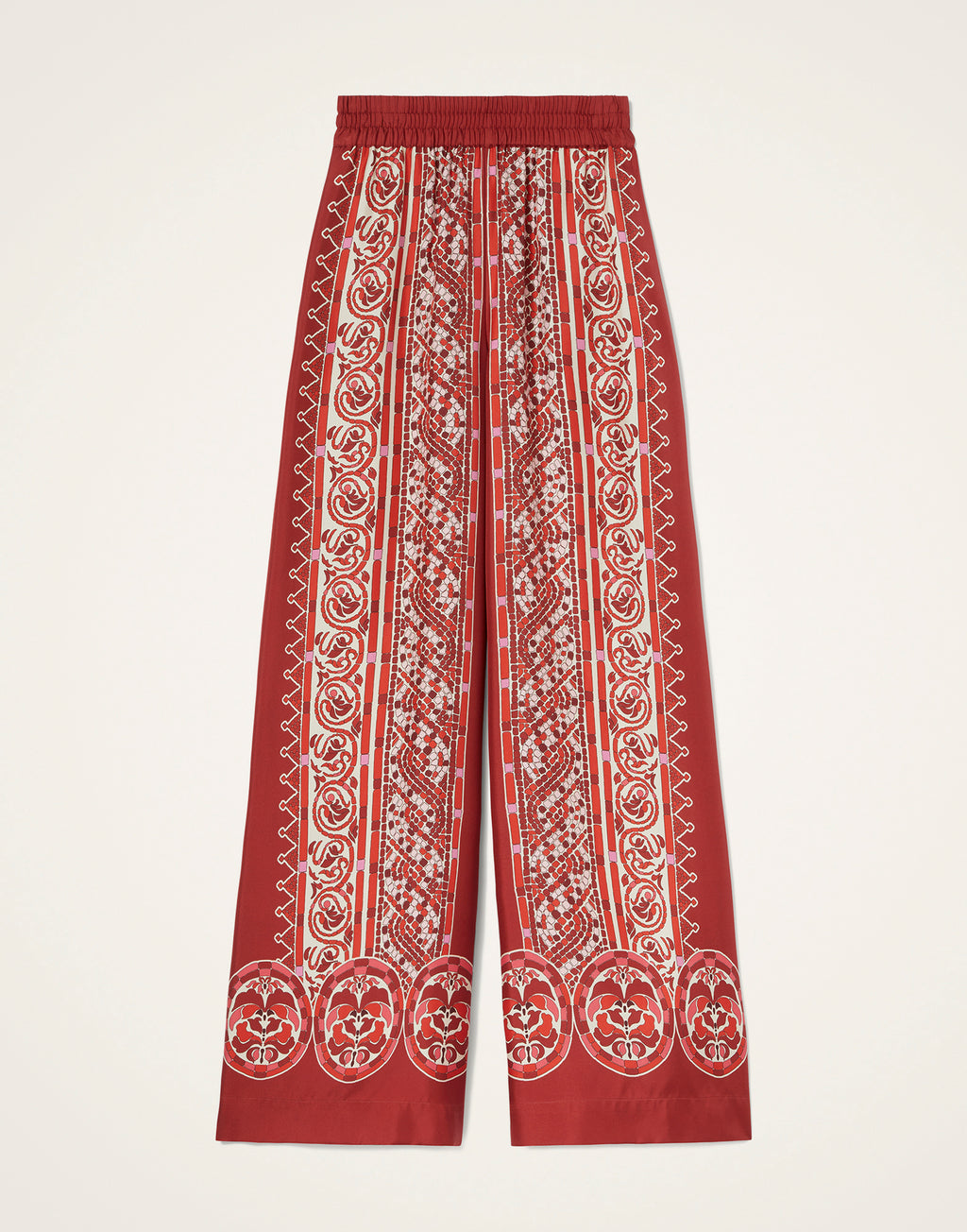 La Double J | Palazzo Pants in Cobra Red Silk Swill
