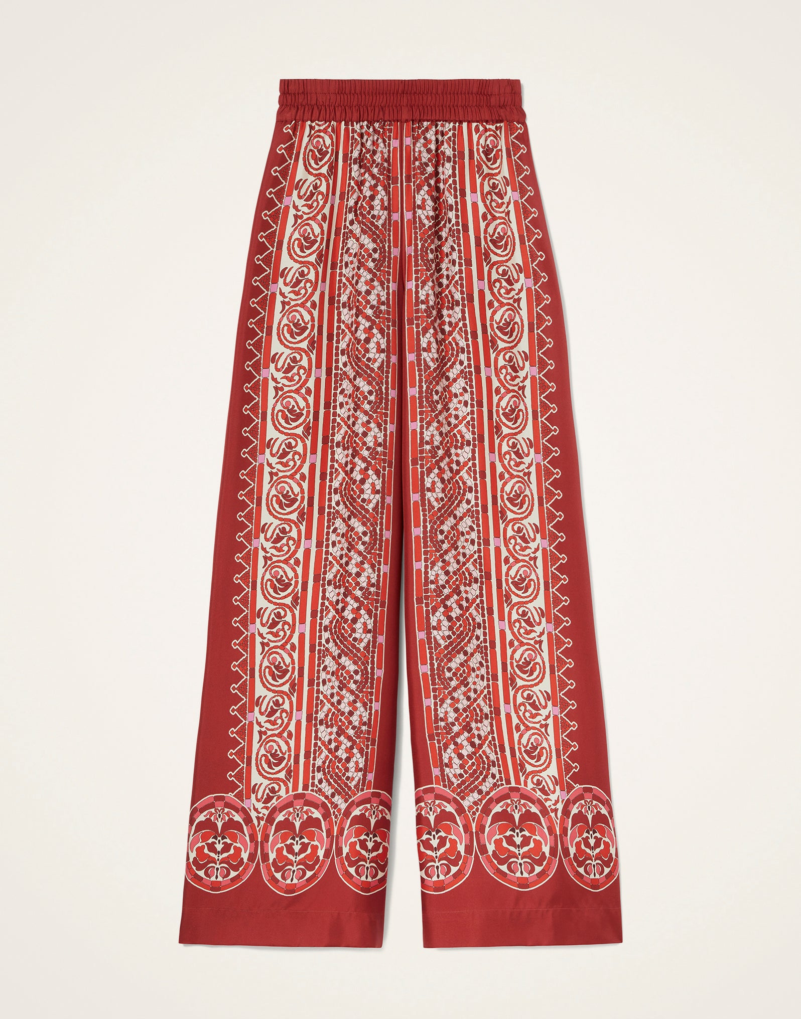 La Double J | Palazzo Pants in Cobra Red Silk Swill