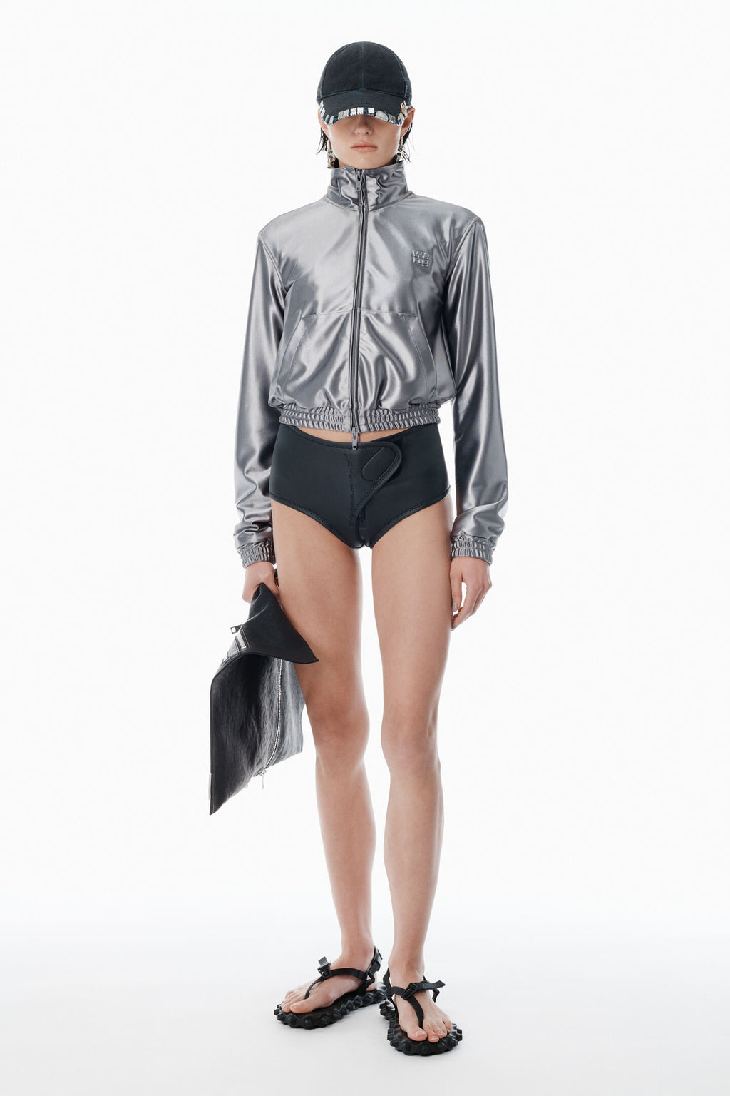 Alexander Wang | Shrunken Zip-up Jacket in Alloy
