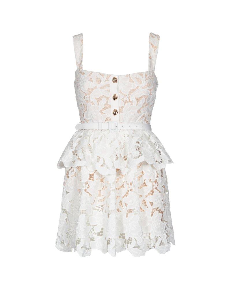 Self-Portrait | White Lace Mini Dress