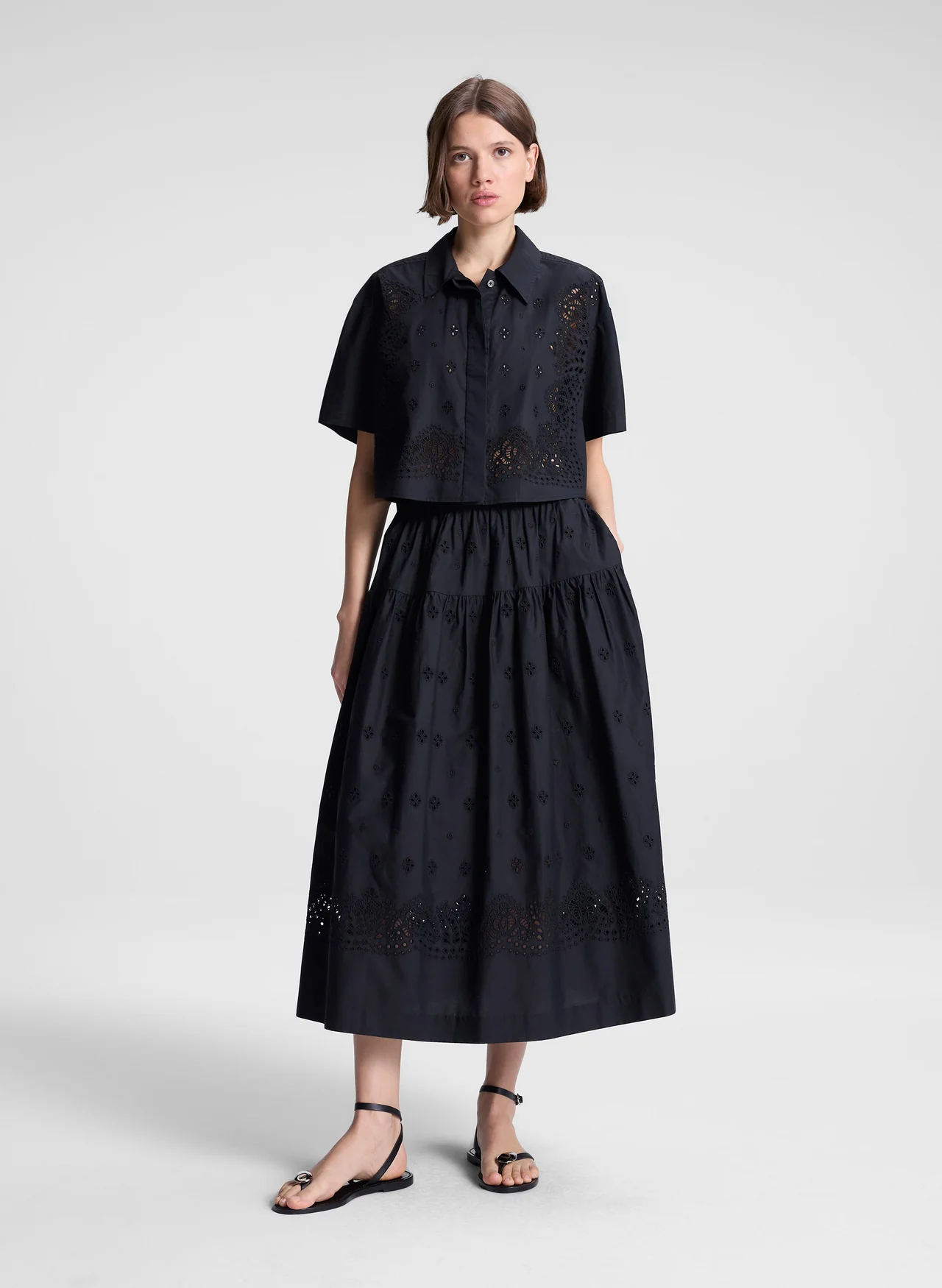 A.L.C. | Jay Embroidered Cotton Midi Skirt