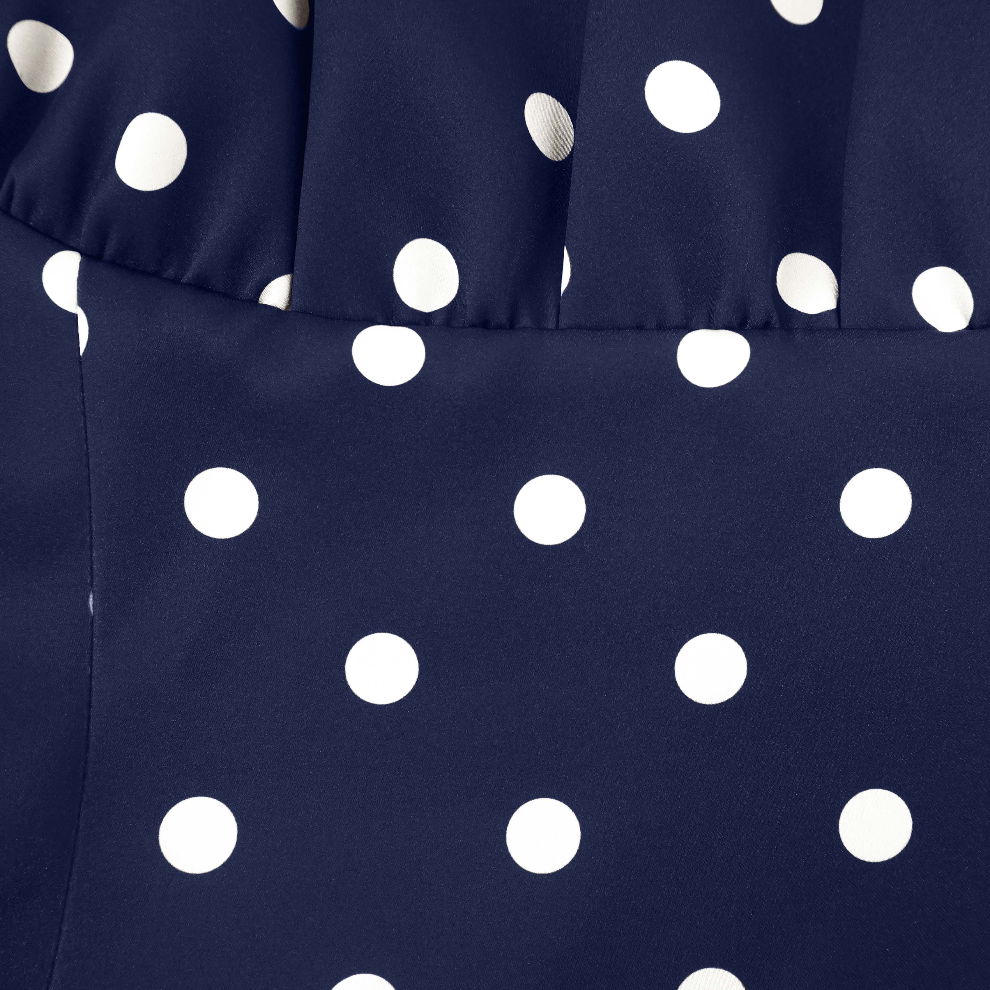 Self-Portrait | Navy Polka dot Satin Midi Dress