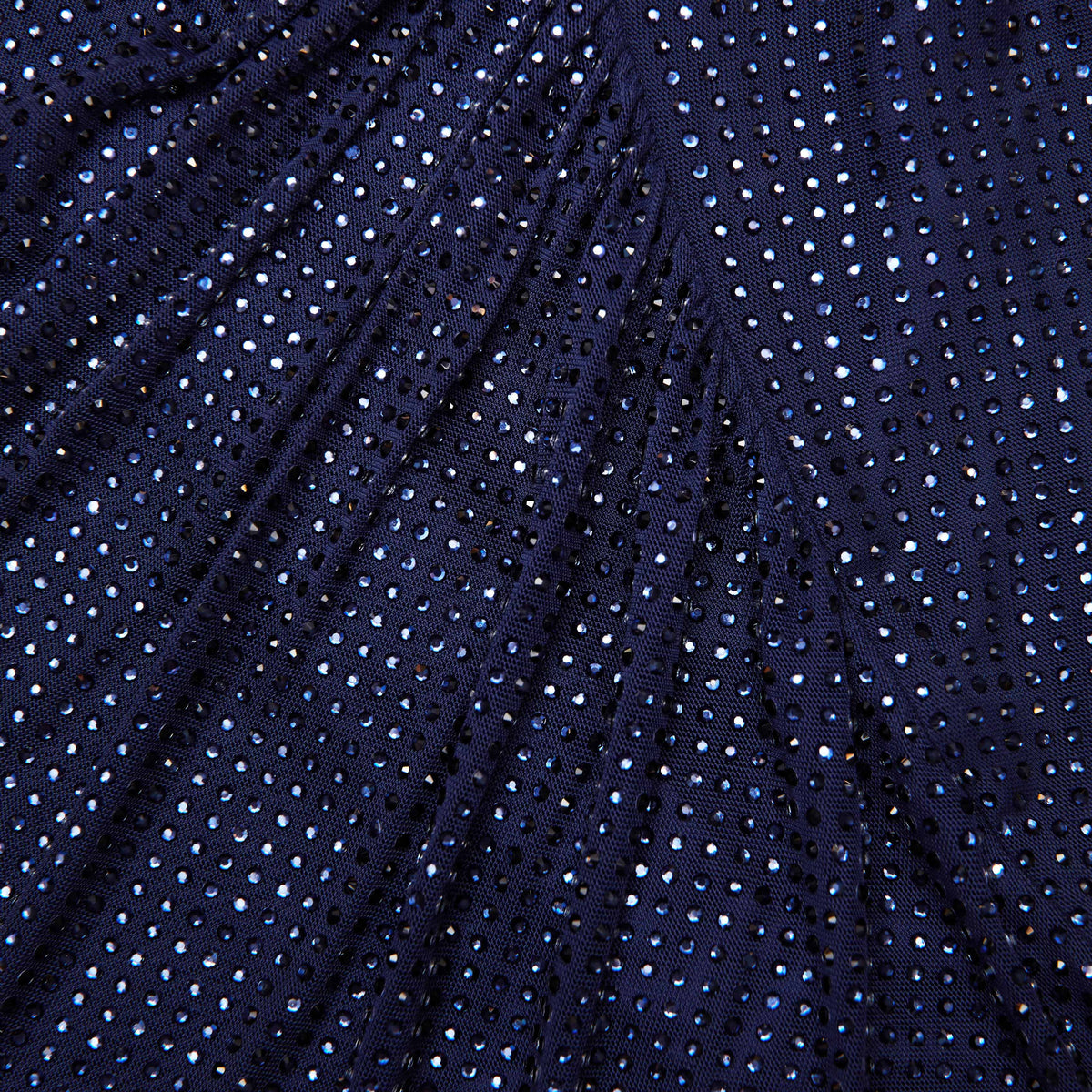 Self-Portrait | Navy Rhinestone Mesh Cut Out Midi dress