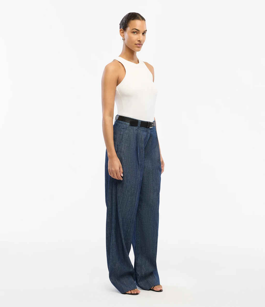Another Tomorrow | Chambray Relaxed Wide Leg Pants