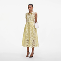 Self-Portrait | Yellow Lace Collared Midi Dress
