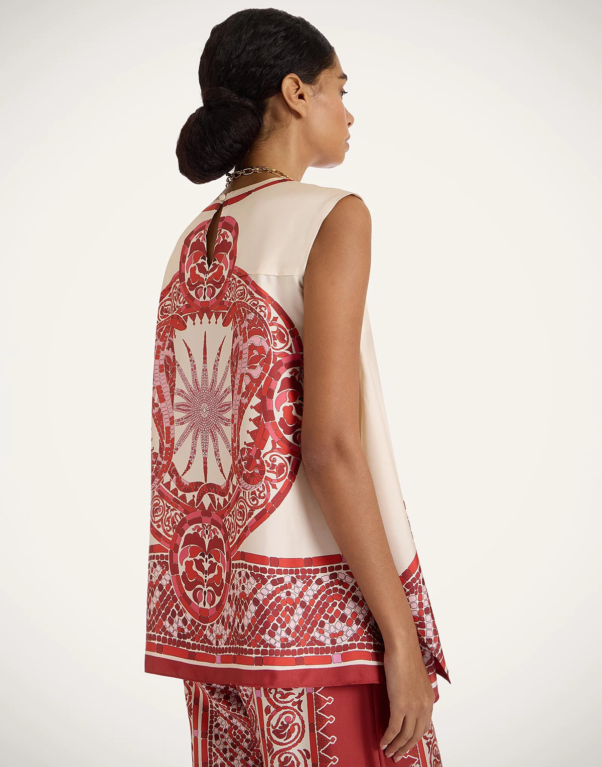 La Double J | San Carlo Top in Cobra Red Silk Twill