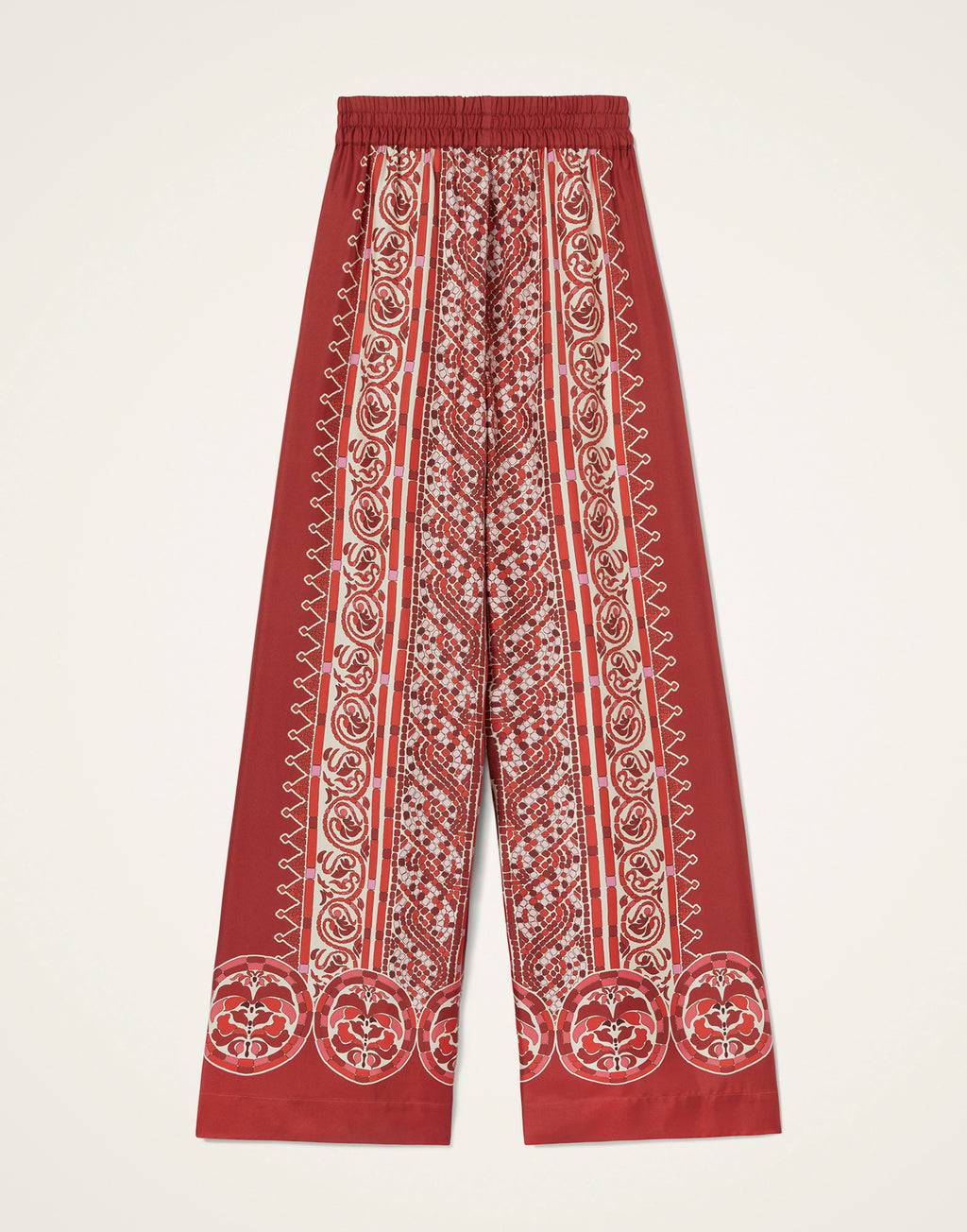 La Double J | Palazzo Pants in Cobra Red Silk Swill