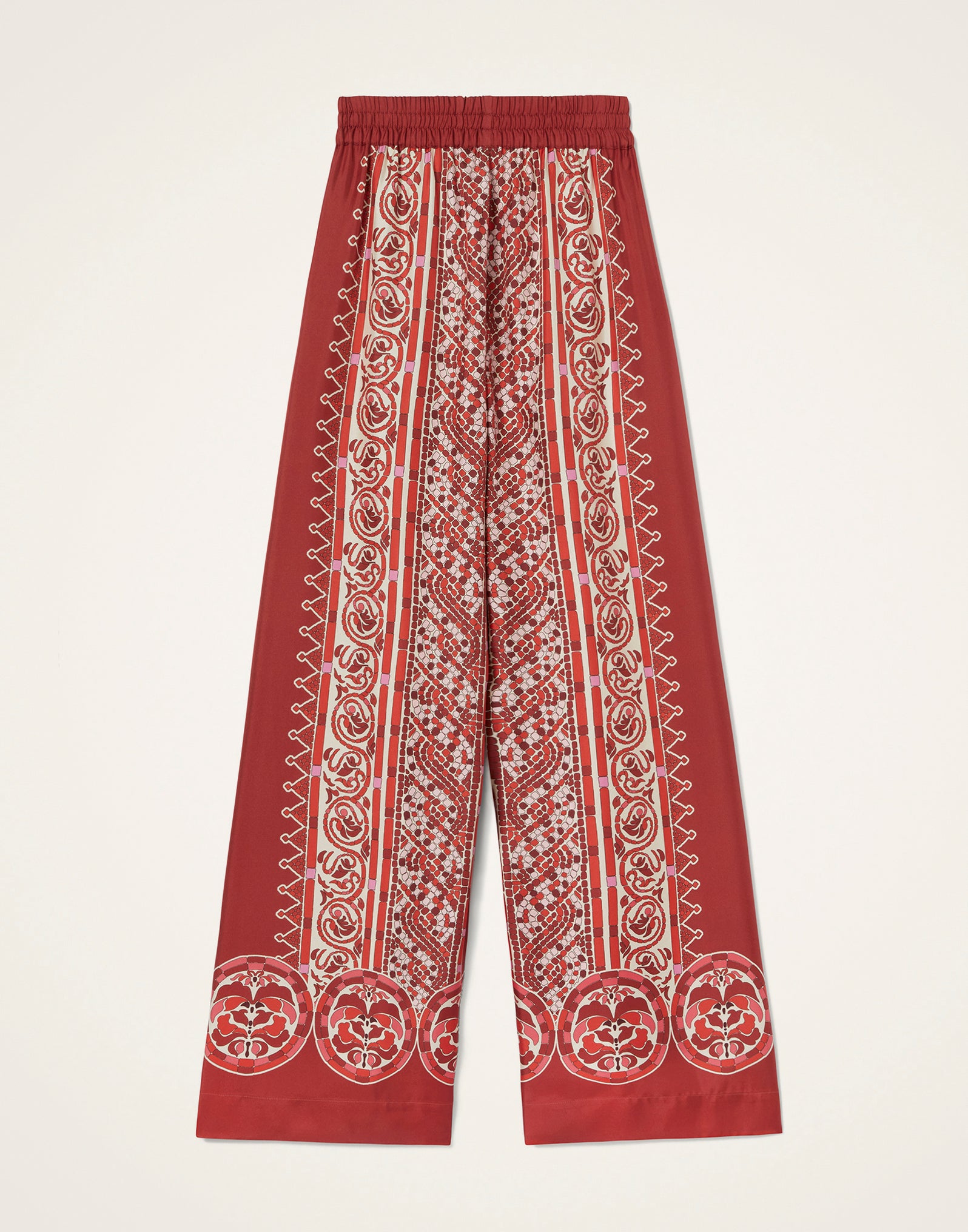La Double J | Palazzo Pants in Cobra Red Silk Swill