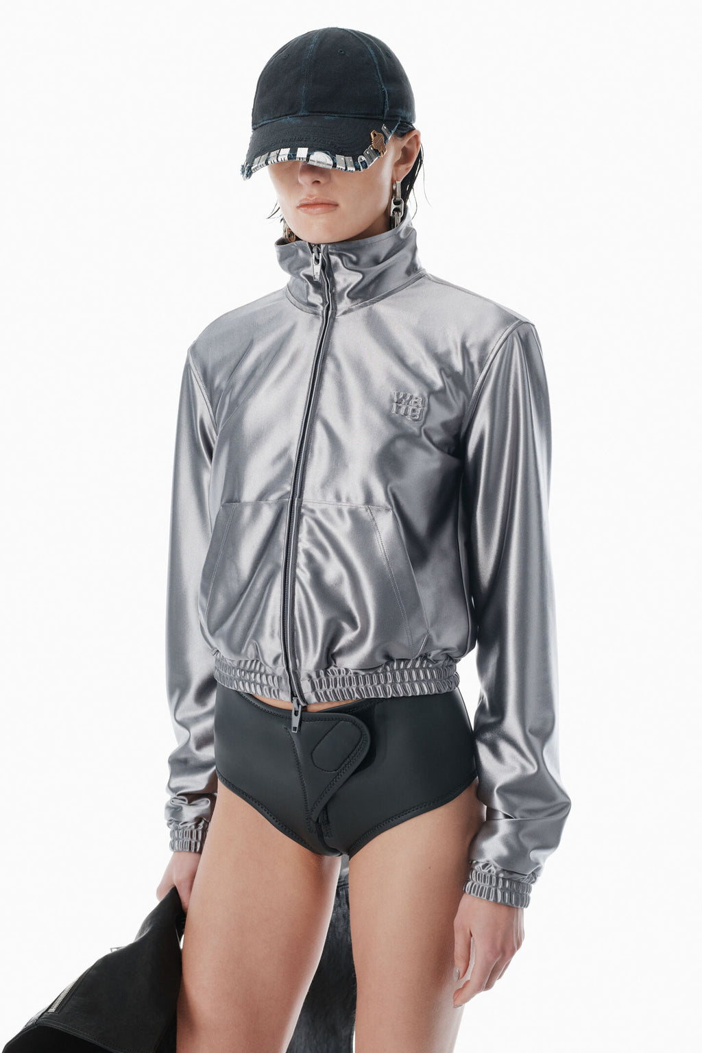 Alexander Wang | Shrunken Zip-up Jacket in Alloy