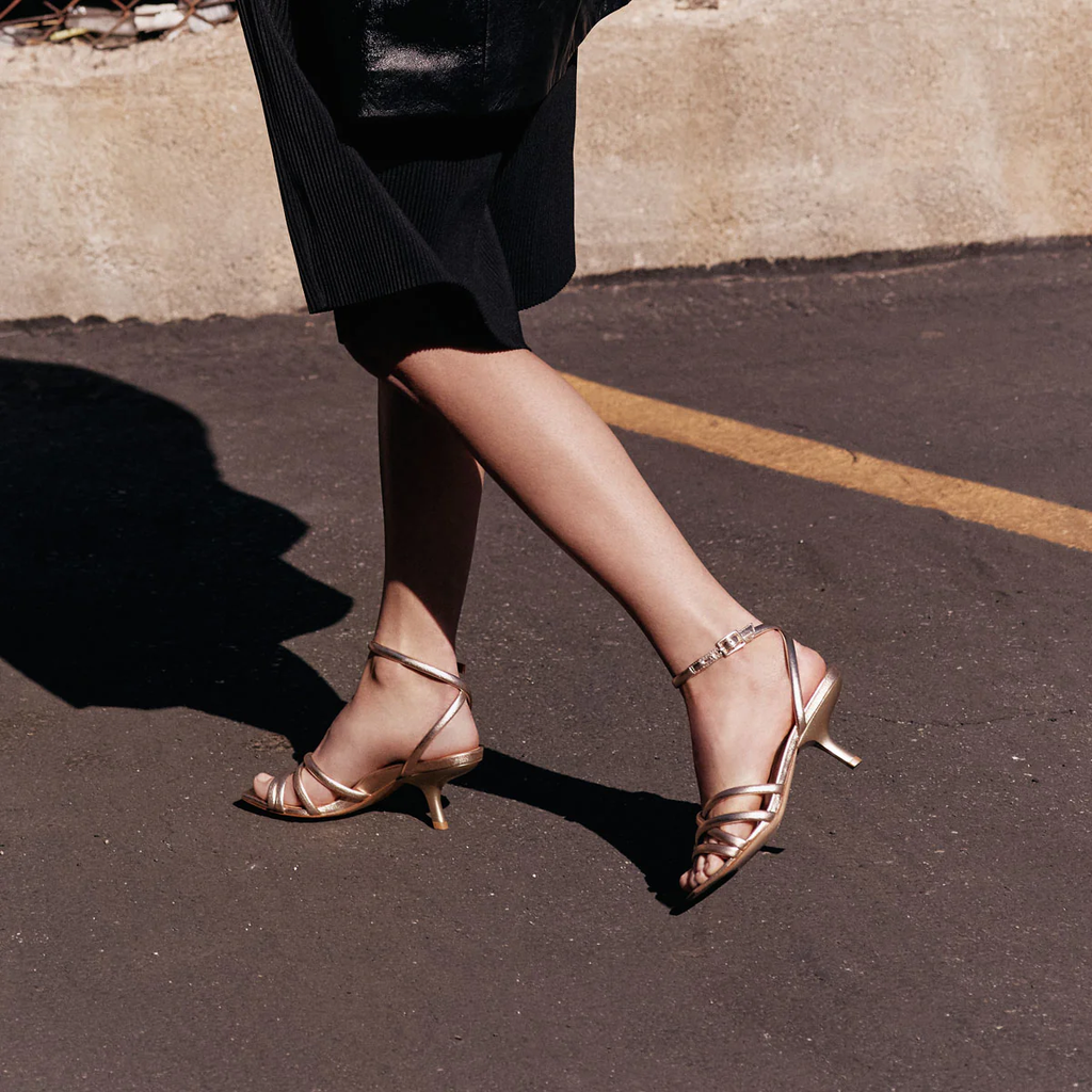 Marion Parke | Clara Angled Heel in Soft Gold