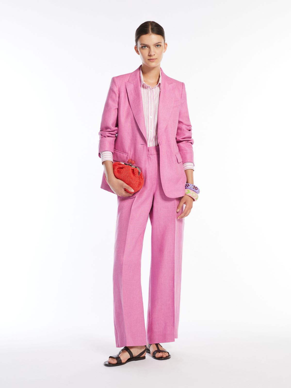 Max Mara | Linen Canvas Trouser in Pink